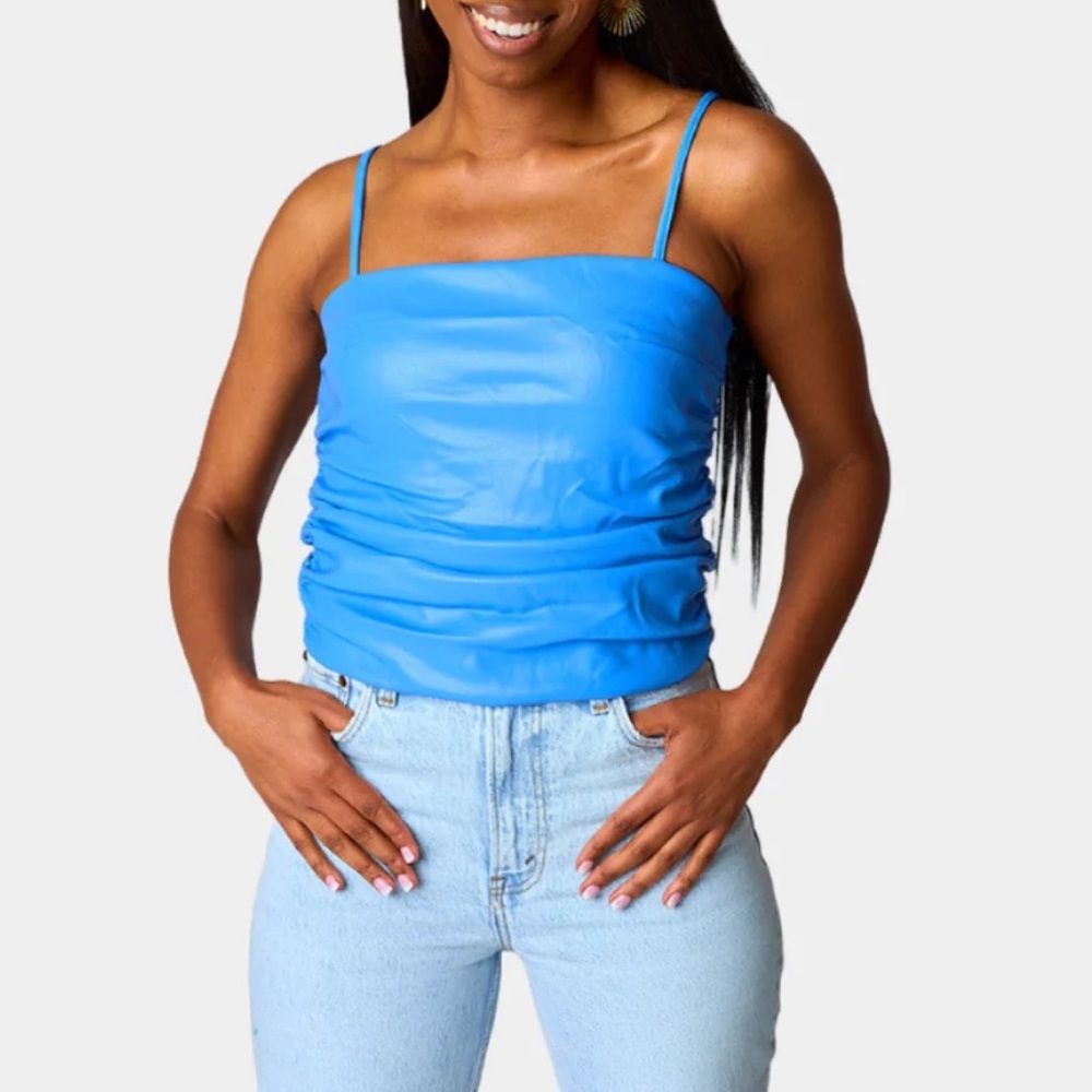 Buddy Love Blue Fitted Ruched Camisole